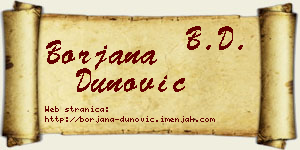 Borjana Dunović vizit kartica